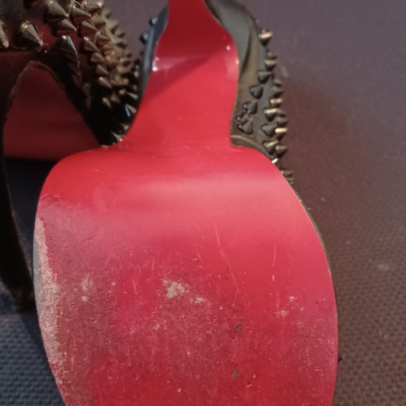 Christian Louboutin Platform Black Peep Toe Spiked Heels - Picture 3 of 7